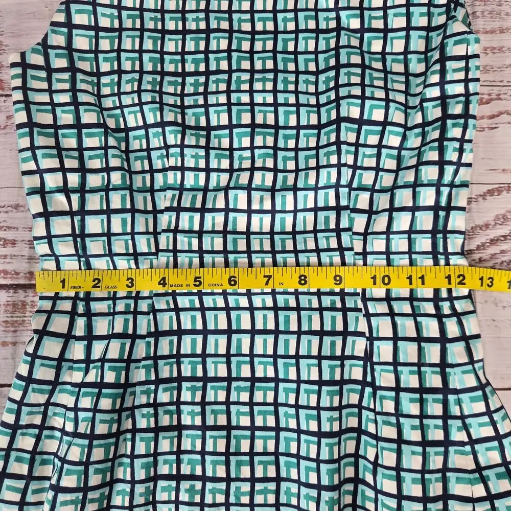 Kate Spade Tatiana Top & Mindy Pant Set 0/XS Brezeblock Blue White Plaid Preppy